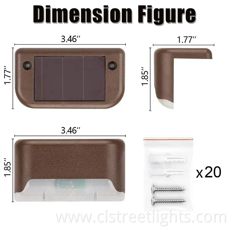 Outdoor Solar Deck Lights Waterproof LED Steps Fences Courtyards Terraces and Passages Light